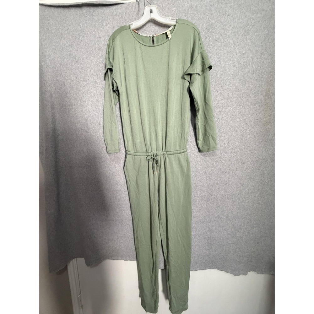 Matilda Jane Jumpsuit Womens XS‎ Green Jersey Long Sleeve Ruffle Waist Pockets